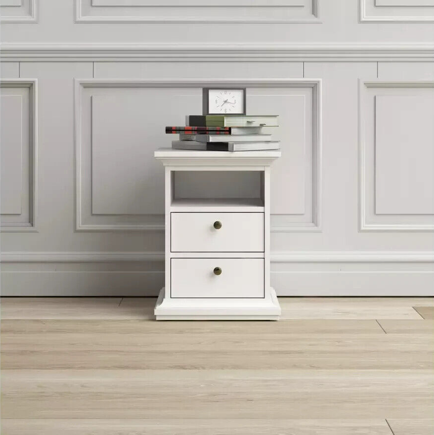 Tvilum Paris 2 Drawer Bedside Table - White