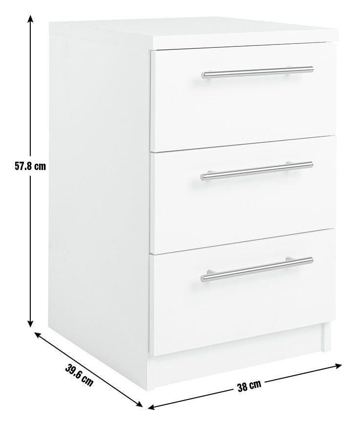 Brisbane 3 Drawer Bedside â€“ Grey Oak