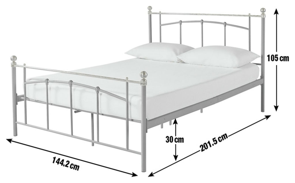 Home Yani Double Metal Bed Frame White | Sturdy Bedroom Furniture with Mattress