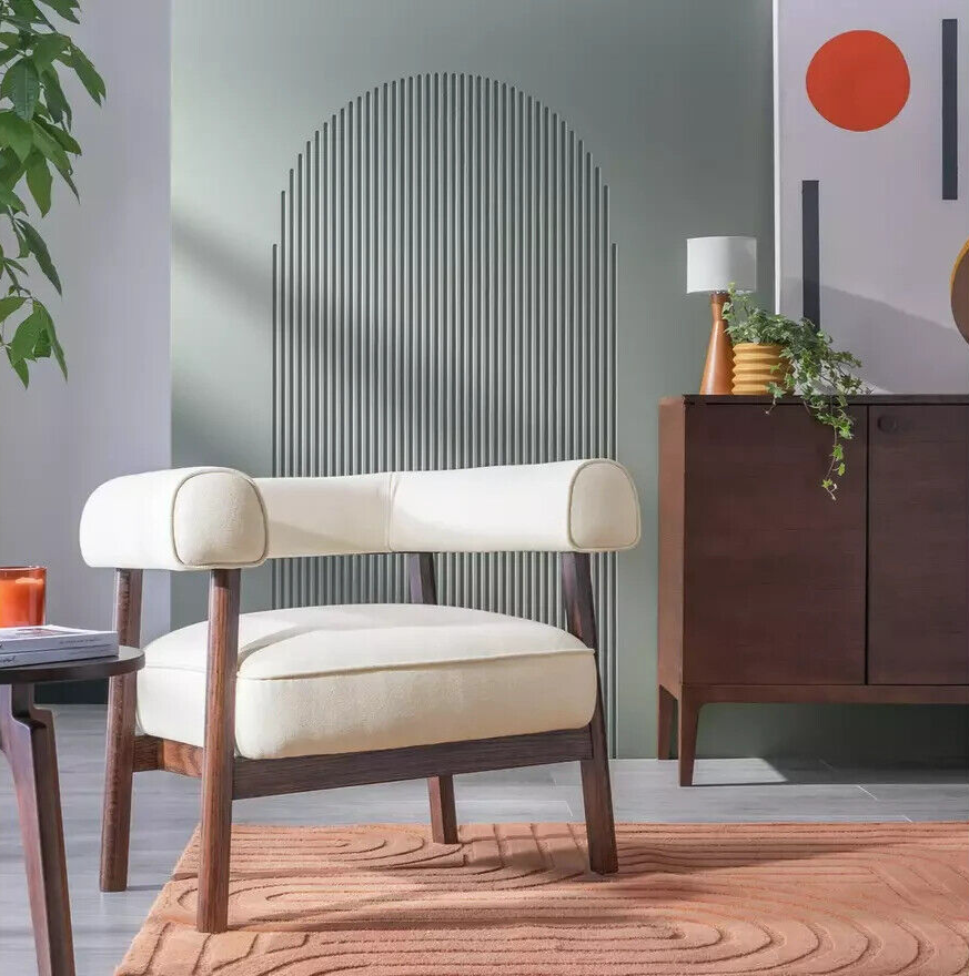 Habitat Elio Fabric Curved Armchair - Natural