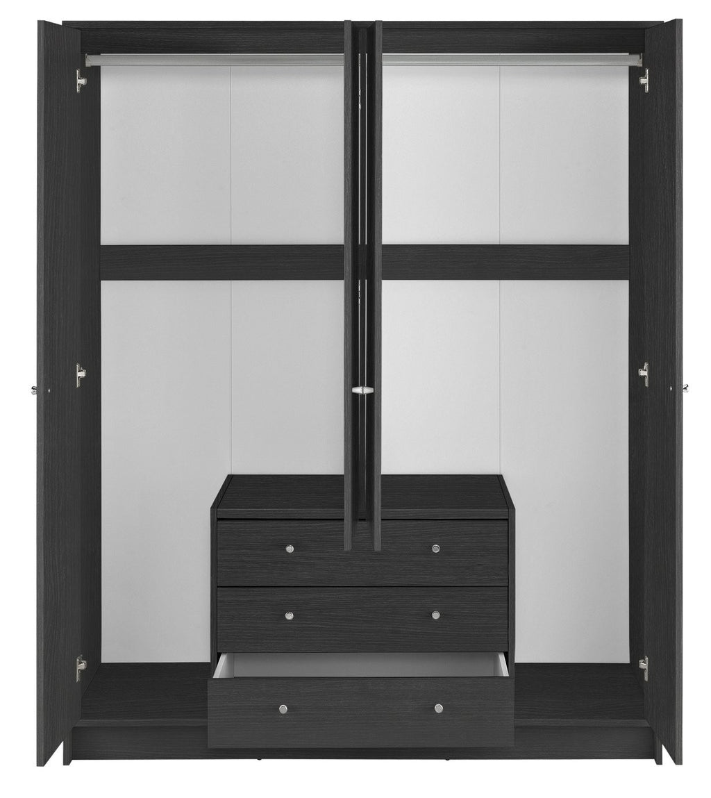 Home Malibu 4 Door 3 Drawer Wardrobe - Black Oak Eff | Combination wardrobe