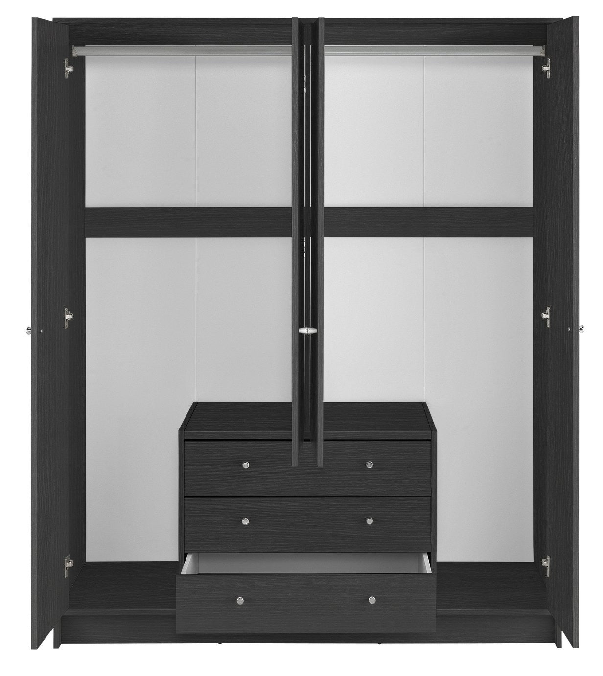 Home Malibu 4 Door 3 Drawer Wardrobe - Black Oak Eff | Combination wardrobe