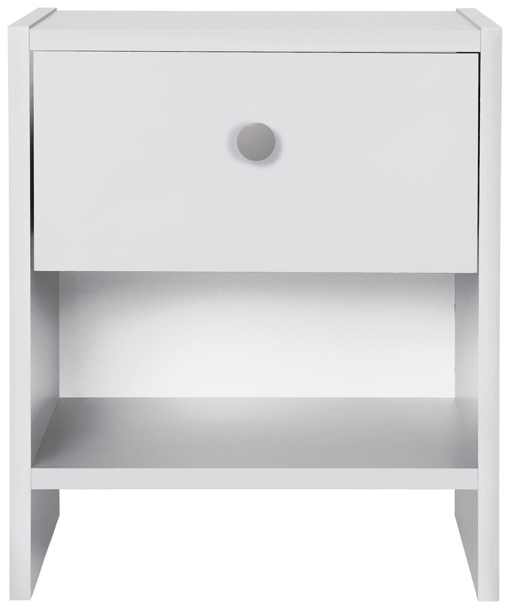 Home Seville 1 Drawer Bedside Table - White | Nightstand Storage for Bedroom Use