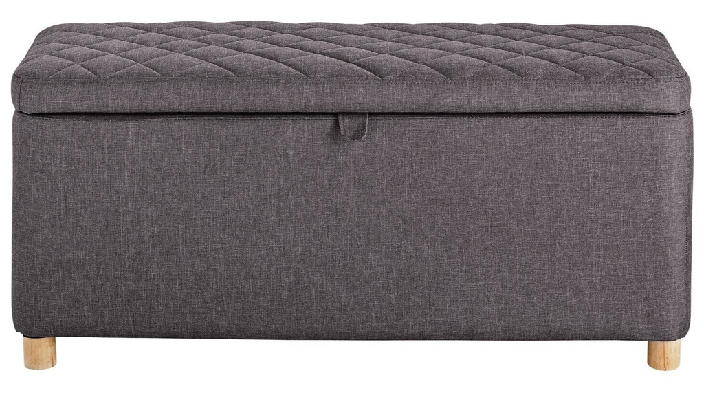 Habitat James Large Fabric Ottoman - Grey Chesterfield Ottoman Footstool Bench