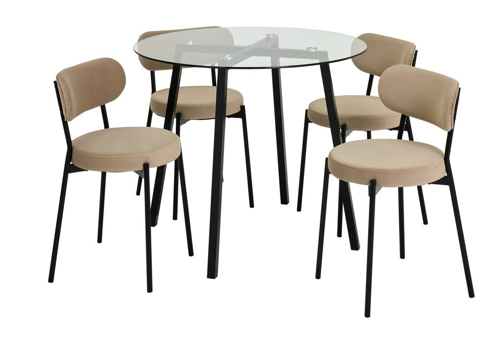 Home Fyra Black Dining Table & 4 Black Chairs