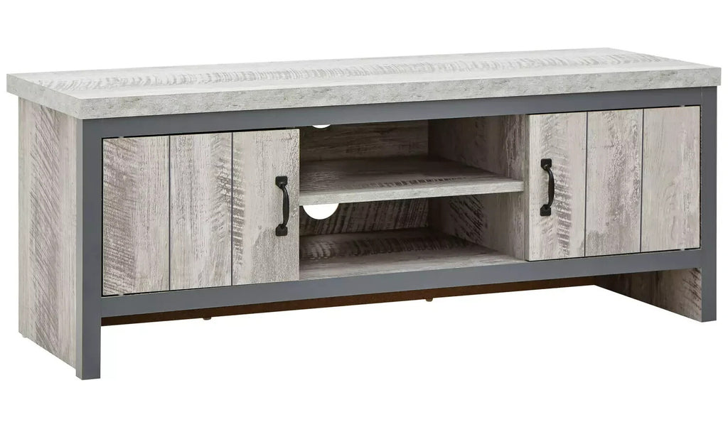 GFW Boston 2 Door TV Unit - Grey | Grey TV Stand Cabinet Media Storage Unit