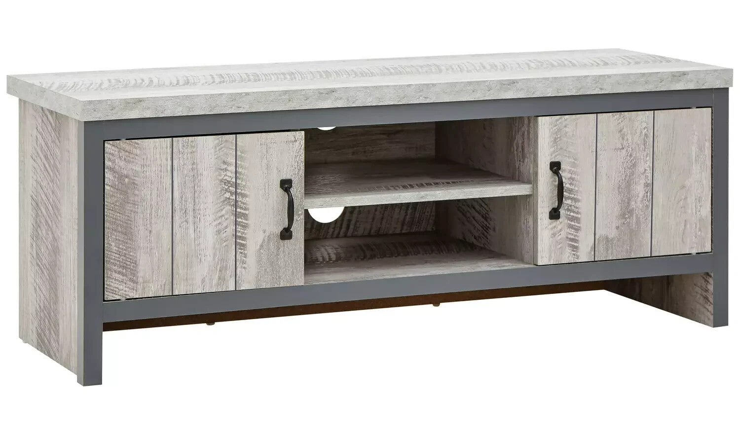 GFW Boston 2 Door TV Unit - Grey | Grey TV Stand Cabinet Media Storage Unit