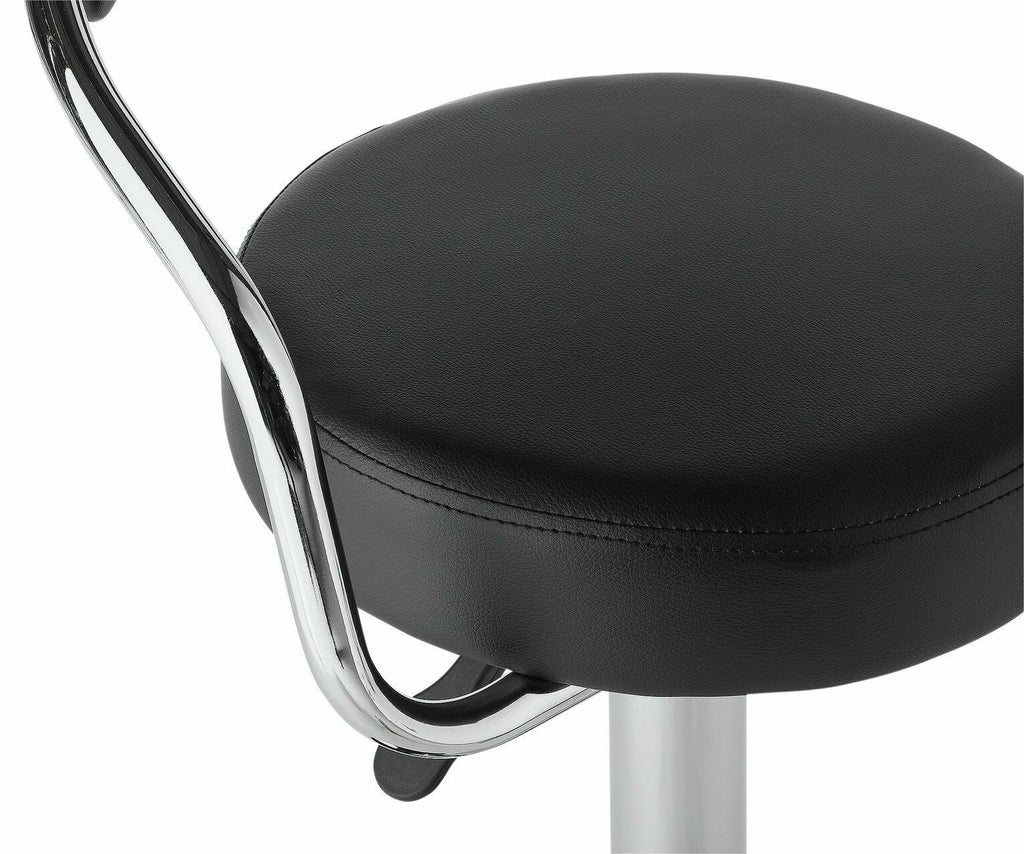 Executive Gas Lift Bar Stool with Back Rest - Black | Adjustable Kitchen Chair