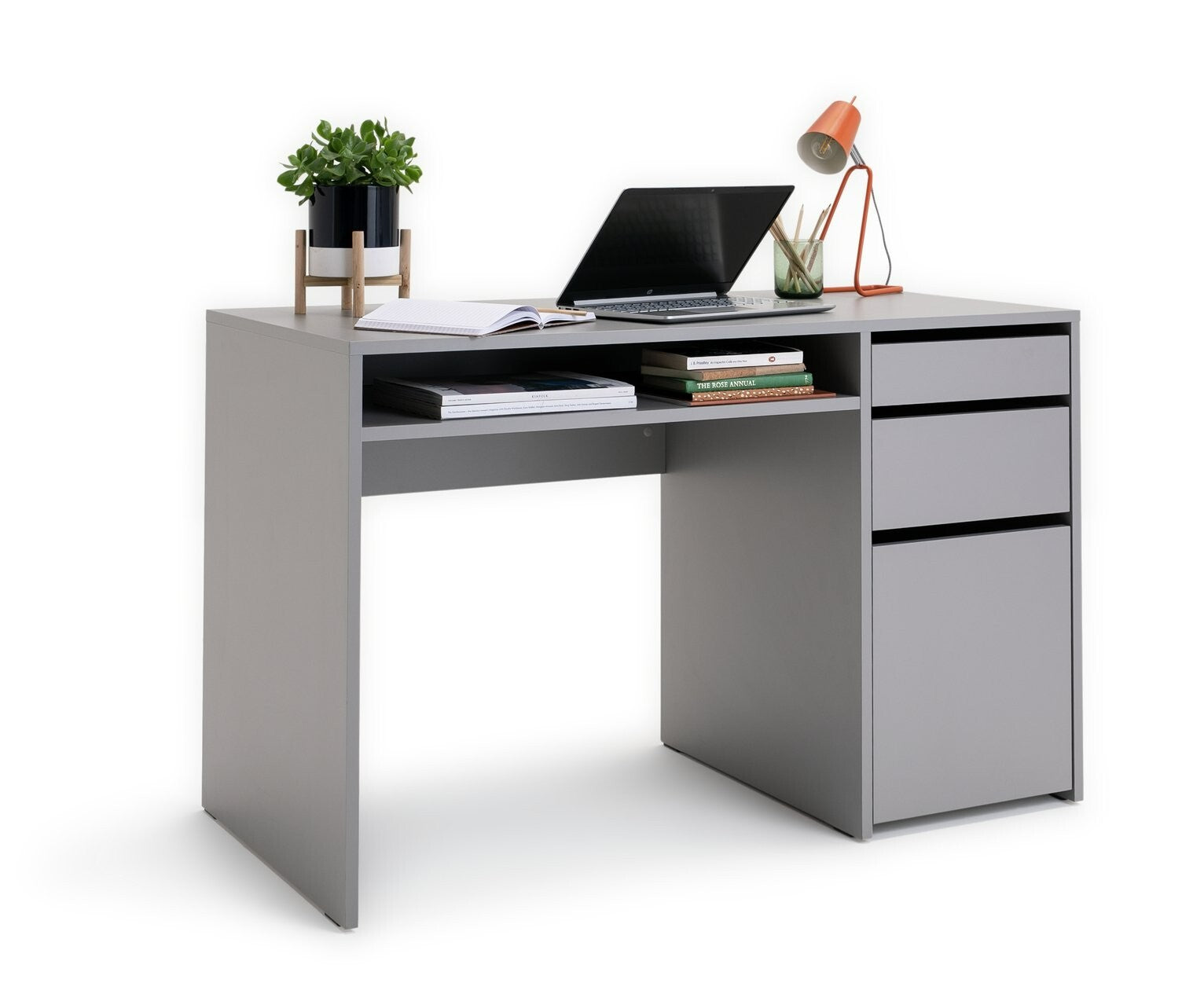Home Pepper 2 Drawer Pedestal Office Desk - Grey ( B Grade )