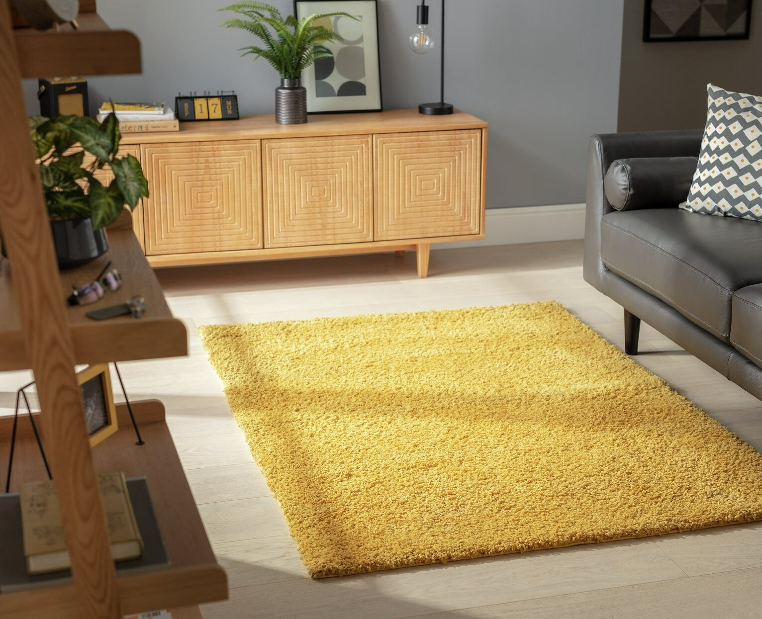 Habitat Recycled Plain Cosy Shaggy Rug - 200x290cm - Mustard