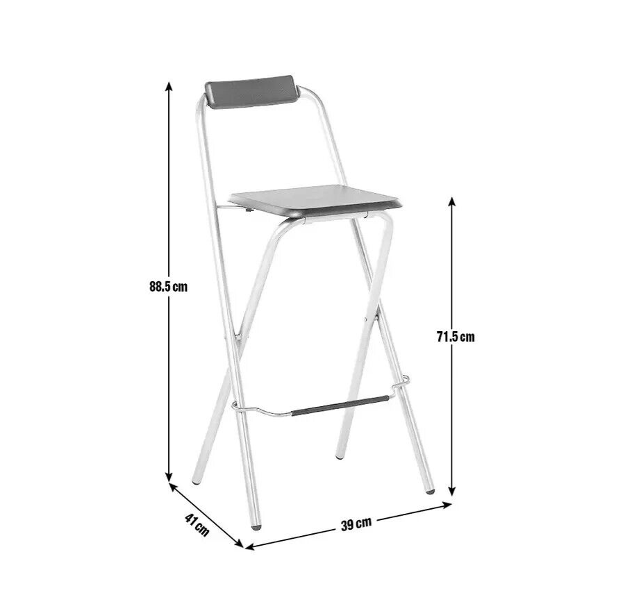 Pair of Folding Metal Bar Stools - Black & Silver