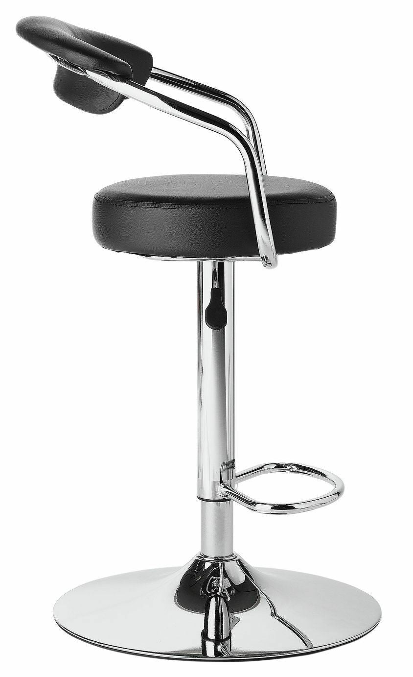 Executive Gas Lift Bar Stool with Back Rest - Black | Adjustable Kitchen Chair