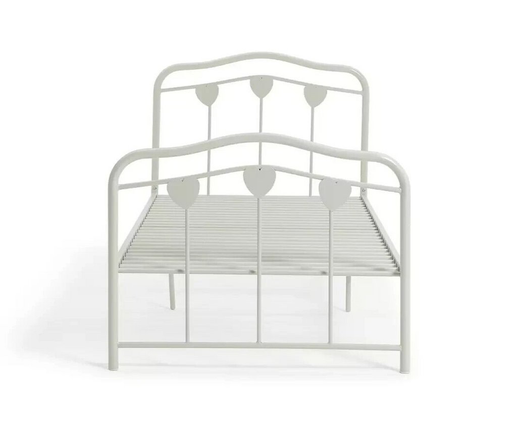 Home Hearts Single Metal Bed Frame - White | Sturdy Durable Bedframe for Bedroom