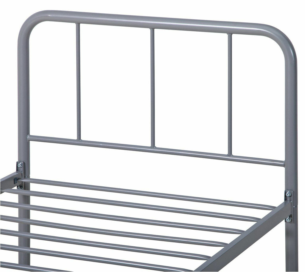 Charlie Single Metal Bed Frame - Silver with Memory Foam Mattress