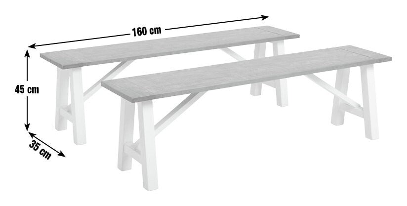 Habitat Burford Pair of Solid Wood Dining Benches - Dark Grey