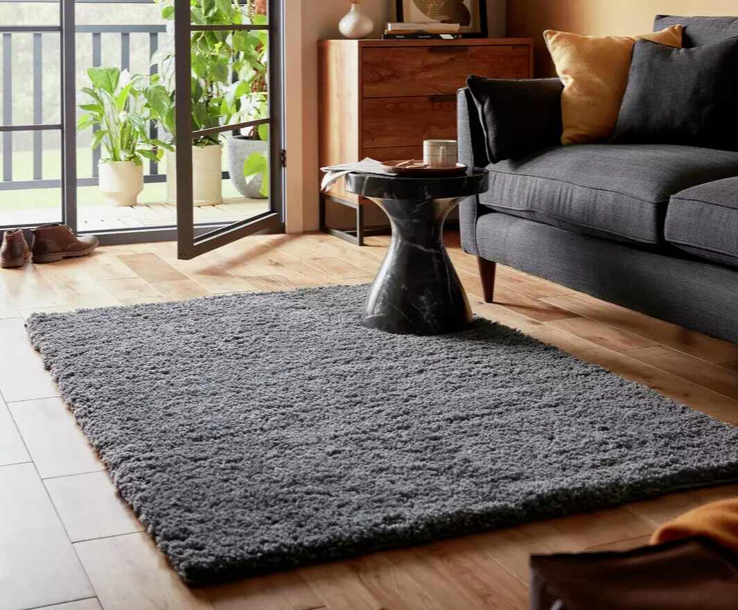 Habitat Recycled Cosy Plain Shaggy Rug - 160x230cm - Grey | Soft Living Carpet