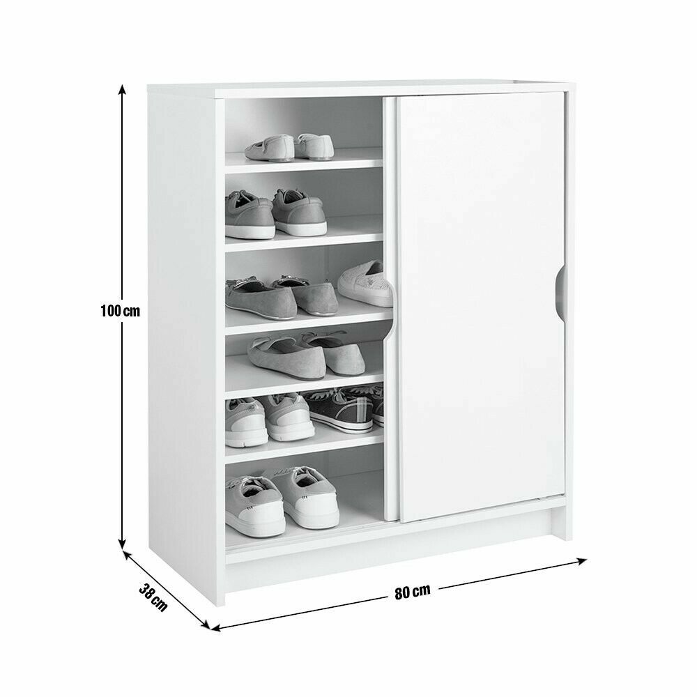 Chloe 2 Door Shoe Storage Cabinet - White | Hallway Storage Unit for Footwear