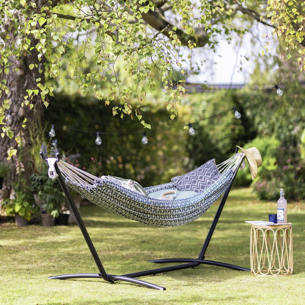 Habitat Boho Hammock with Metal Stand | Portable Indoor Outdoor Hanging Bed