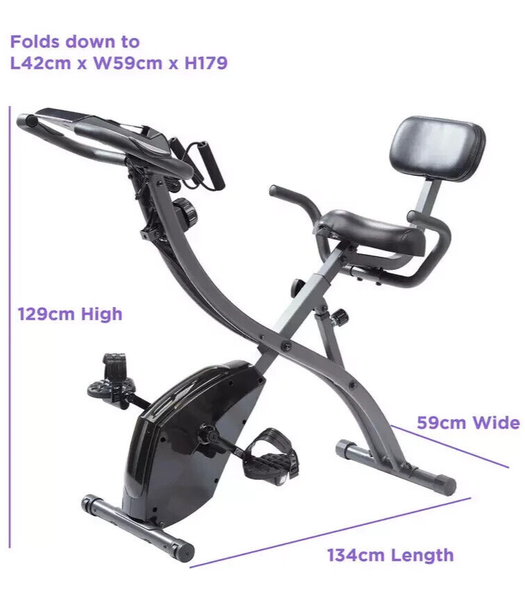 Image Slim Cycle Exercise Bike | Folding Stationary Fitness Cardio Training Bike