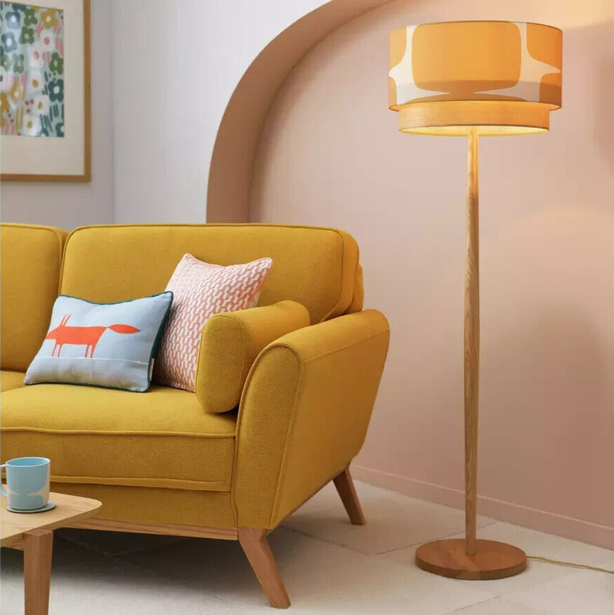 Habitat Scion Lohko Floor Lamp | Modern Standing Light Retro Patterned Shade