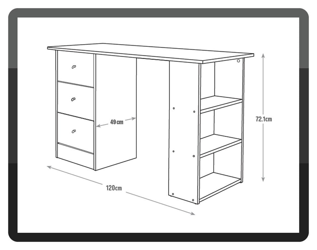 Home Malibu 3 Drawer Office Desk - Light Grey ( B Grade 40769 )