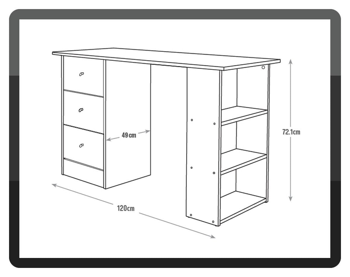 Home Malibu 3 Drawer Office Desk - Light Grey ( B Grade 40769 )