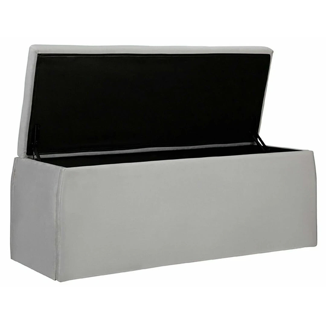 Habitat Harrogate Velvet Ottoman - Grey | Grey Velvet Ottoman Storage Bench Seat