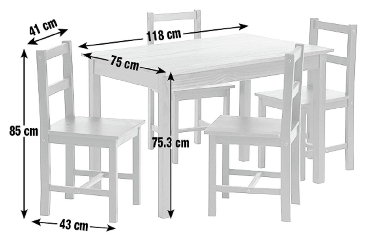 Raye Solid Wood Dining Table & 4 Black Chairs ( B Grade 42046 - 42049  )