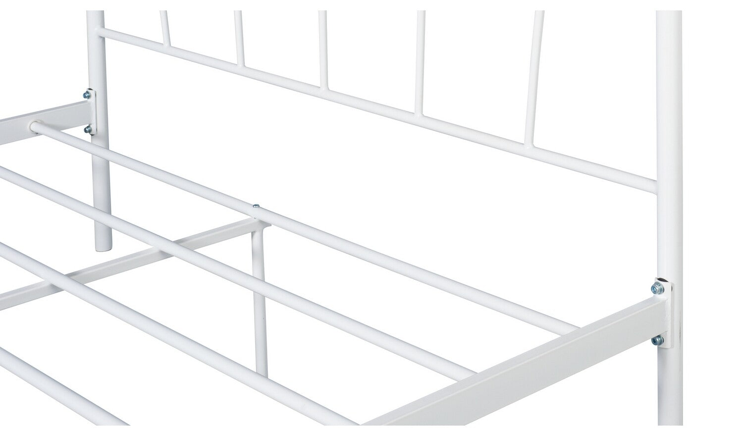 Home Fleur Double Metal Bed Frame White | Sturdy Bedroom Base with Headboard