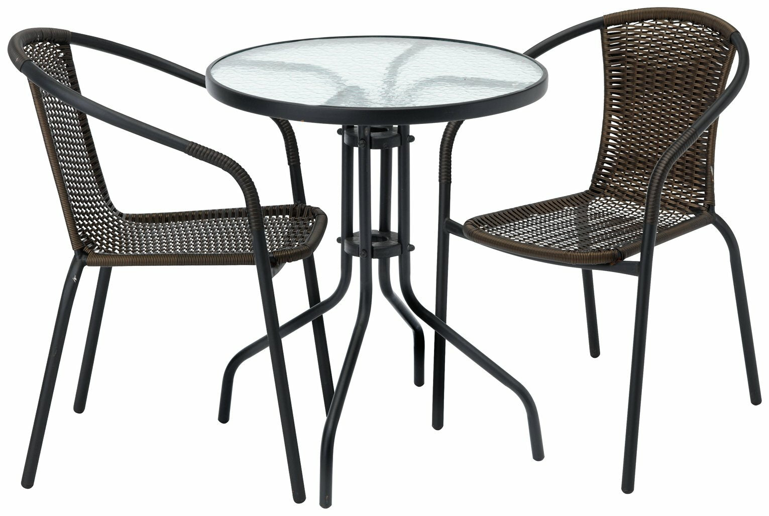 Home 2 Seater Rattan Effect Garden Bistro Set - Brown | Outdoor Patio Furniture