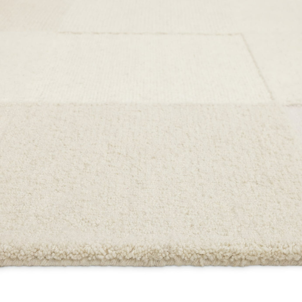 Checkerboard Natural Wool Cut Pile Rug - 170x120cm