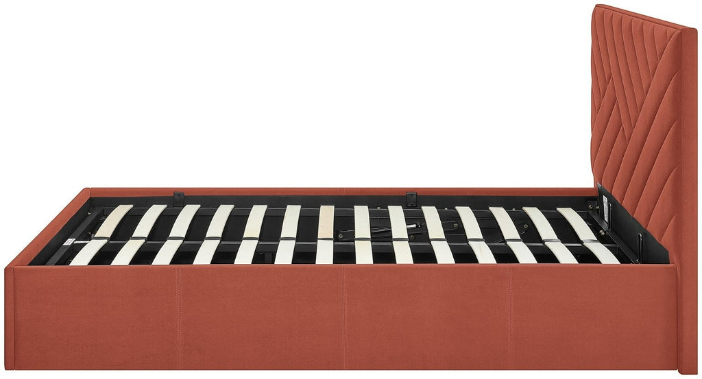 Home Luca Small Double End Lift Ottoman Bed - Orange | Space-saving ottoman bed