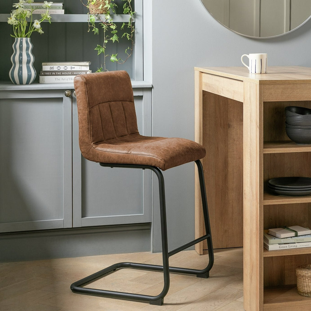 Baylor Faux Leather Counter Bar Stool - Brown