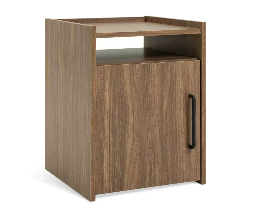 Habitat Oldham 1 Door Bedside Table - Walnut | Walnut Bedside Cabinet Storage