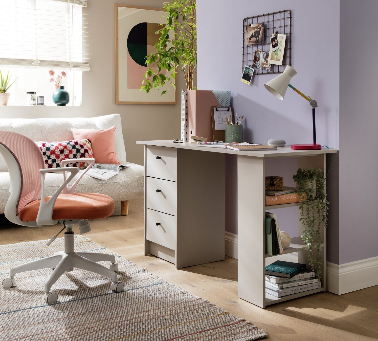 Home Malibu 3 Drawer Office Desk - Light Grey ( B Grade 40769 )