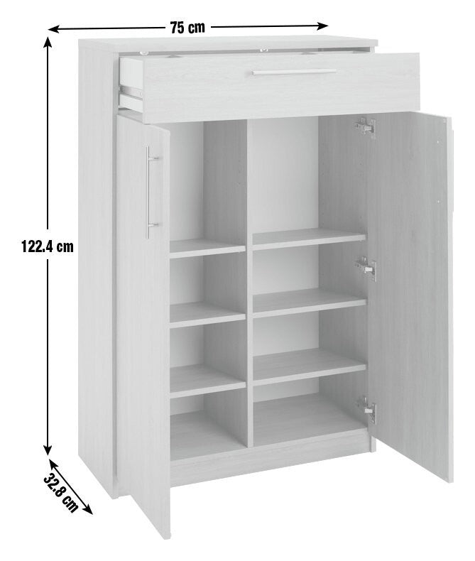 Brisbane 2 Door Shoe Storage Cabinet - Grey & Oak