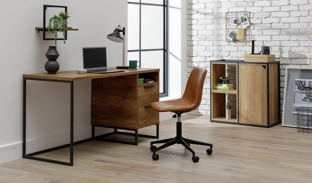 Habitat Nomad 2 Drawer Desk - Oak Effect | Home Office Desk with Storage Drawers