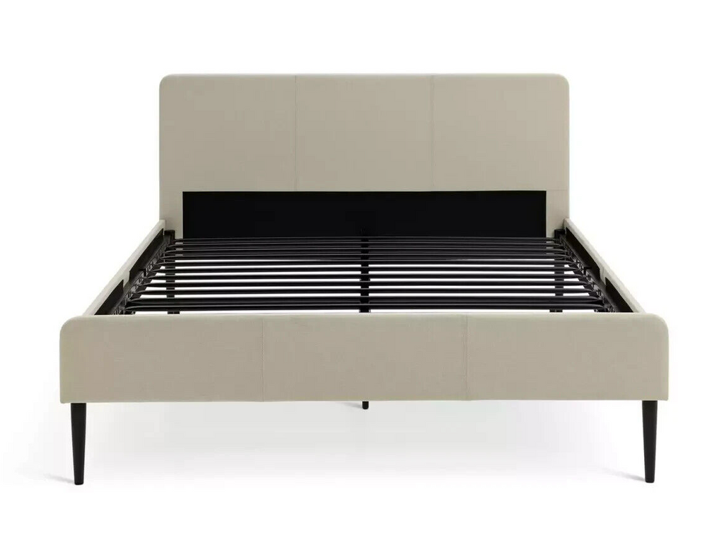 Home Kristopher Double Fabric Bed Frame - Cream | Cream Upholstered Bed Modern
