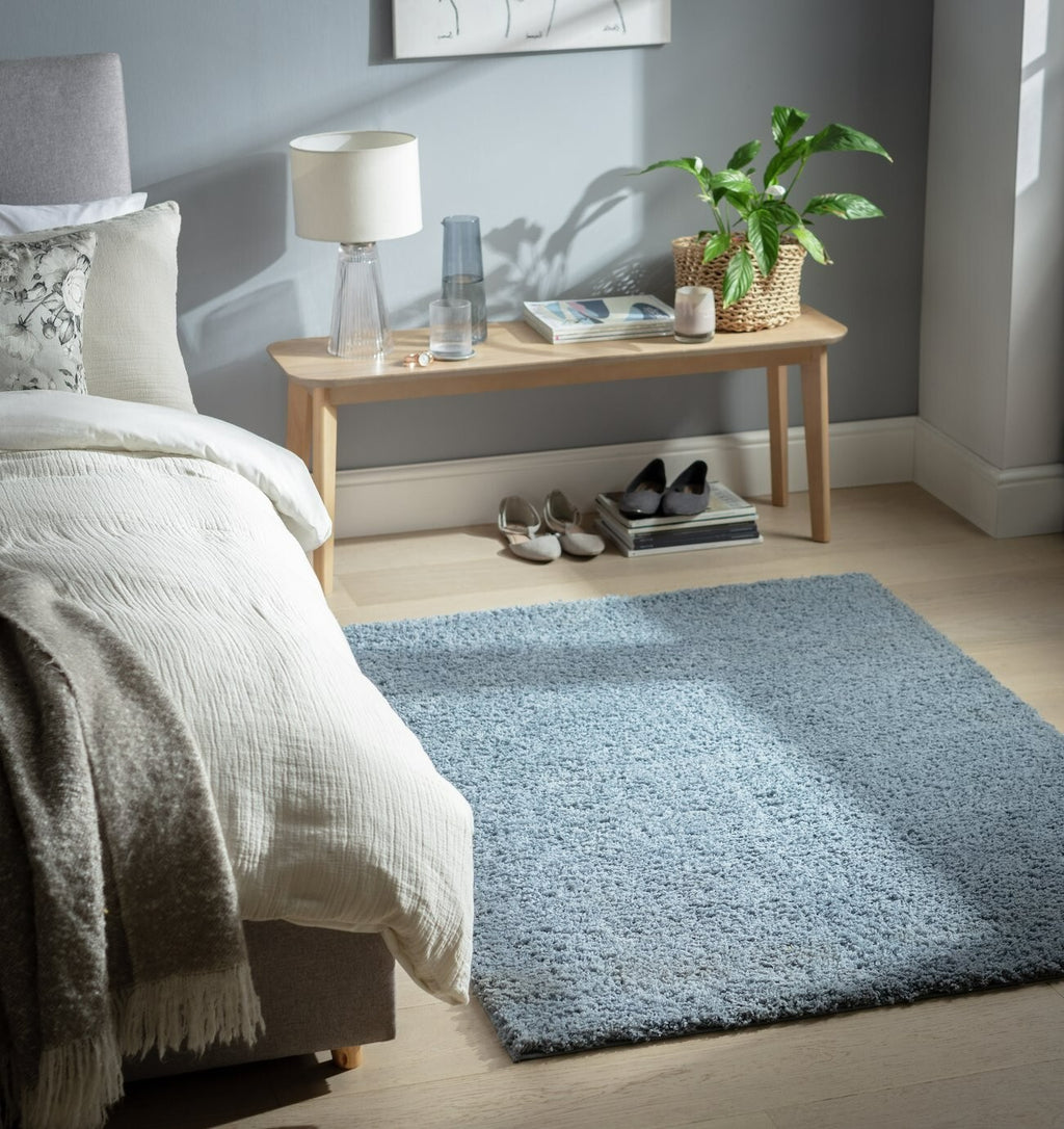 Habitat Recycled Cosy Plain Shaggy Rug - 80x150cm - Blue