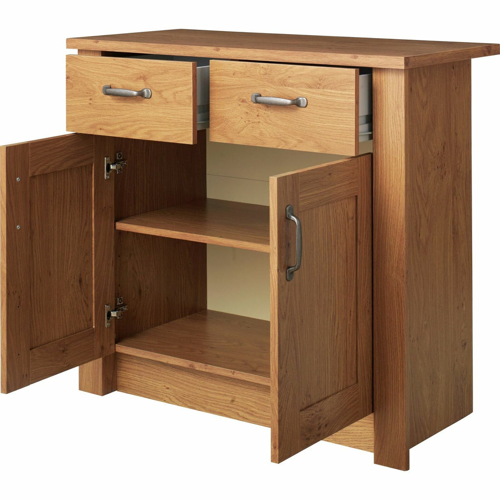 Ohio 2 Door 2 Drawer Sideboard - Oak Effect | Living Room Storage Cabinet Unit
