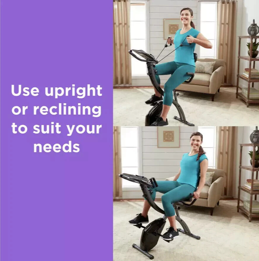 Image Slim Cycle Exercise Bike | Folding Stationary Fitness Cardio Training Bike