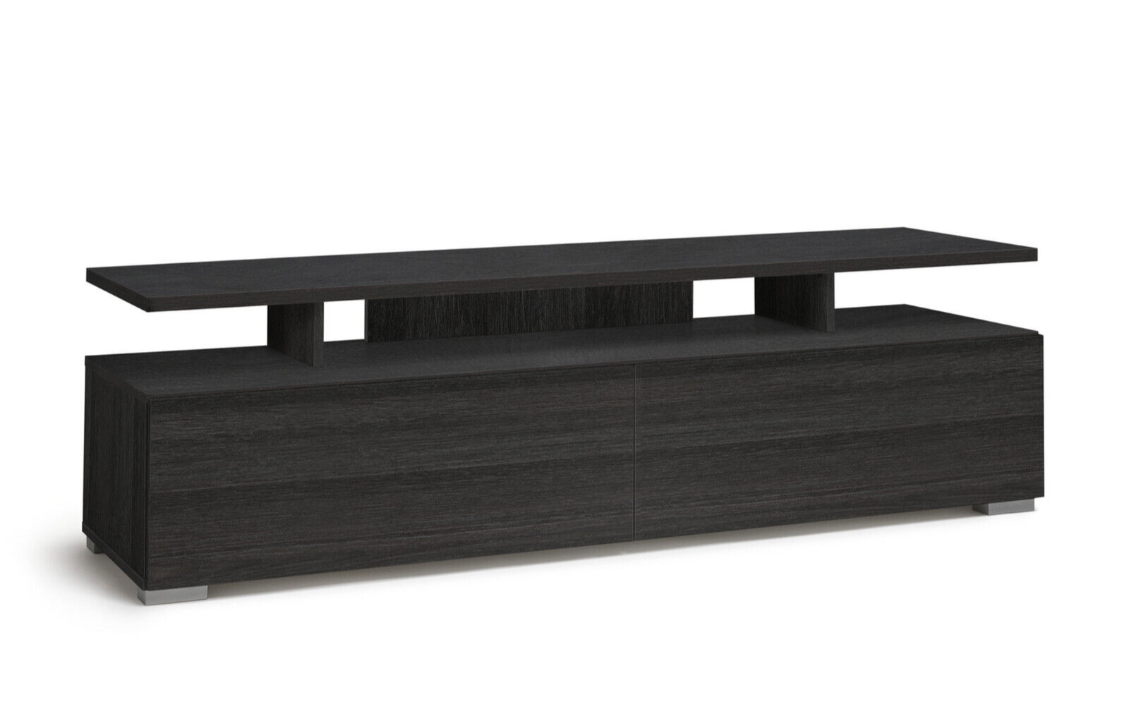 Habitat Floating Top TV Unit - Black & Brown | Media Stand with Storage Shelves