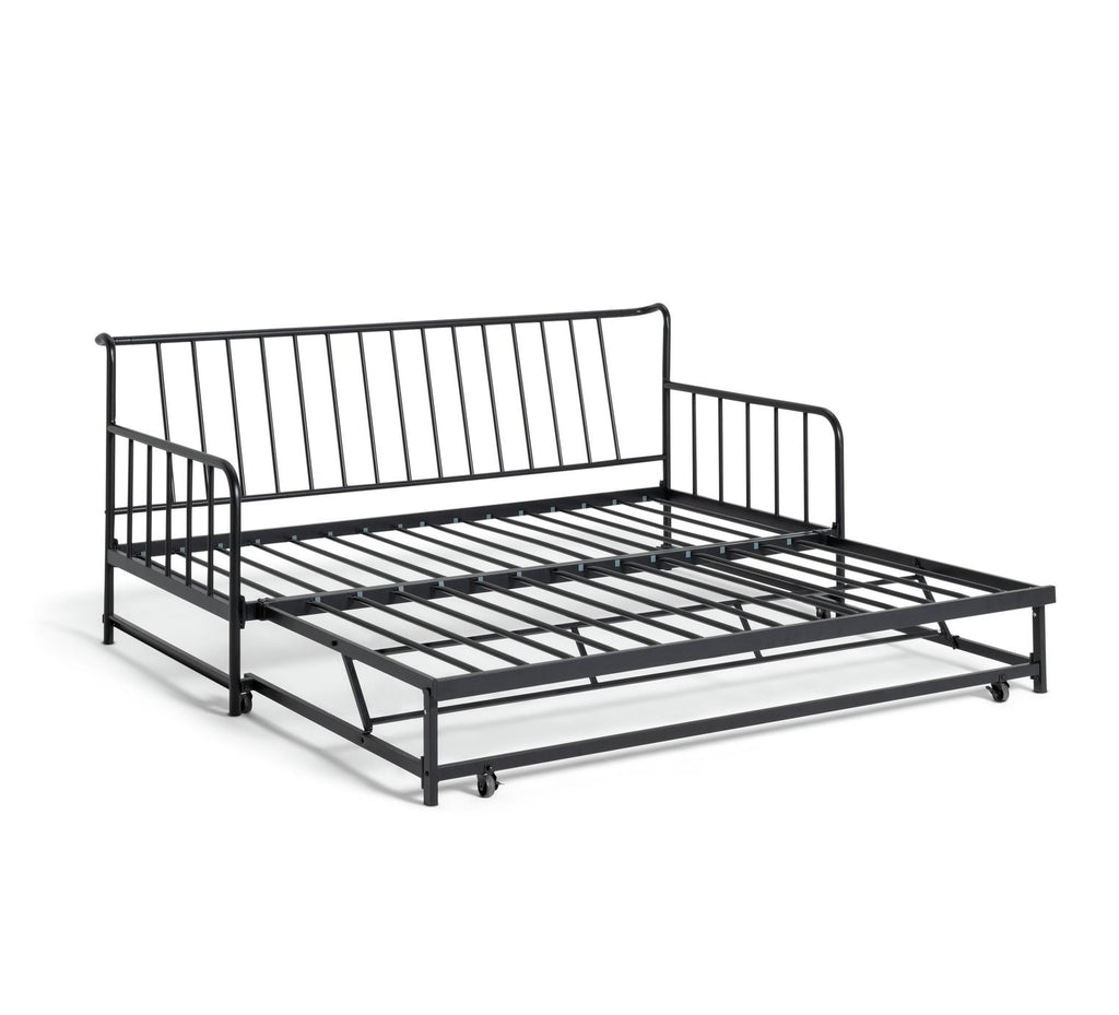 Kanso Metal Guest Bed with Trundle - Black | space-saving guest bed