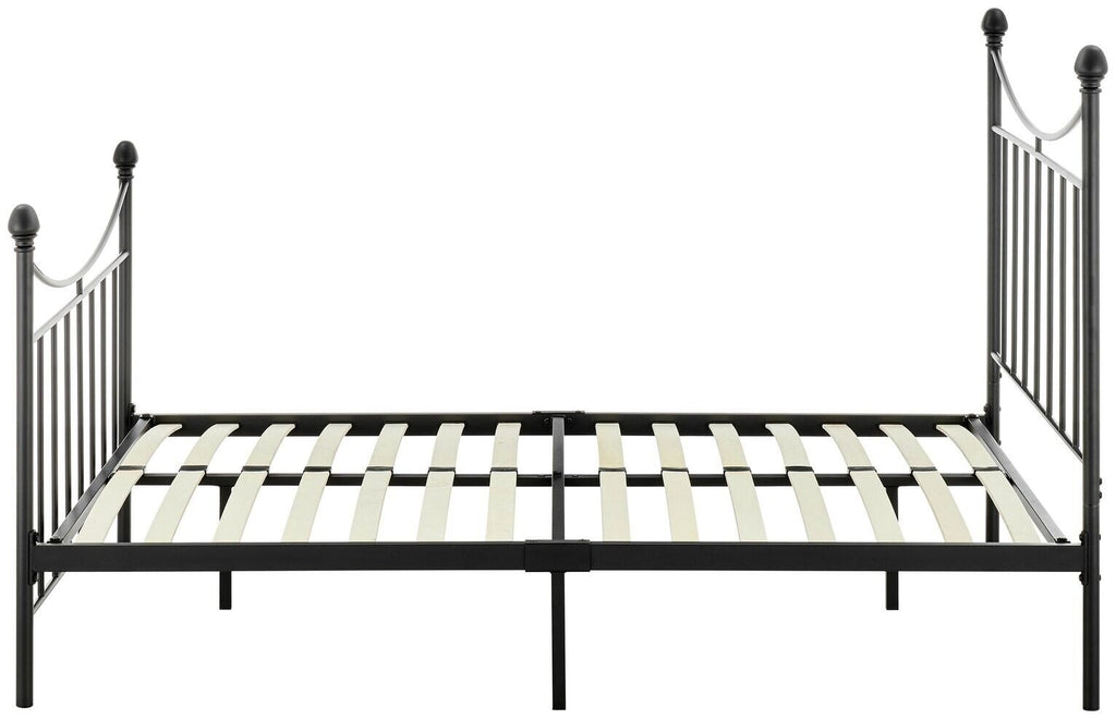 Clara Kingsize Metal Bed Frame Black | Traditional Metal Bed with Sprung Slats