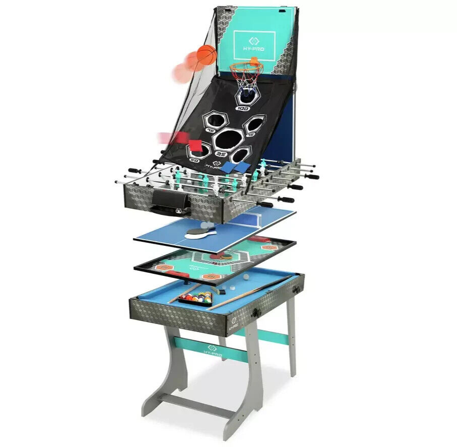 Hy-Pro 8 in 1 Folding Multi Games Table | Football Pool Table Tennis Kids Game