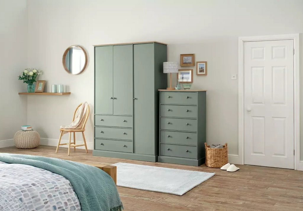 Home Kensington 3 Door 3 Drawer Wardrobe - Sage Green ( B Grade )