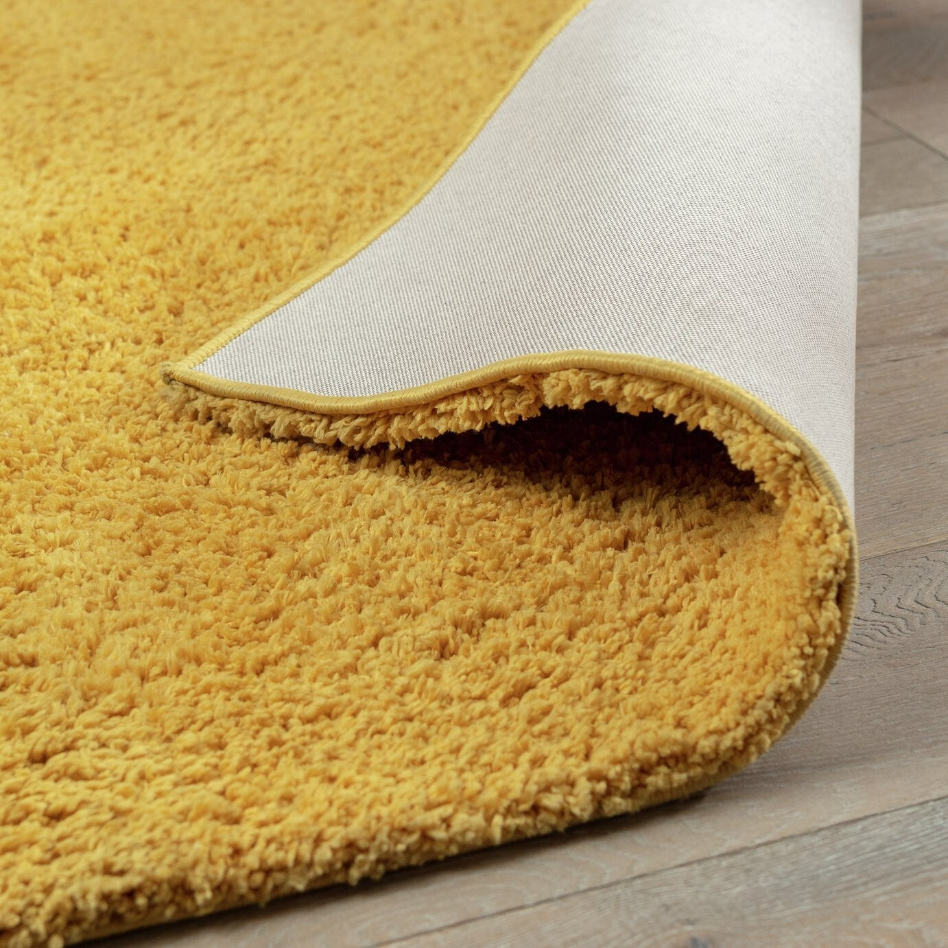 Habitat Recycled Plain Cosy Shaggy Rug - 200x290cm - Mustard