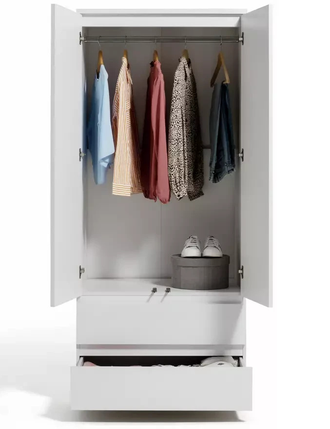 Jenson 2 Door 2 Drawer Wardrobe - White Gloss ( B Grade )