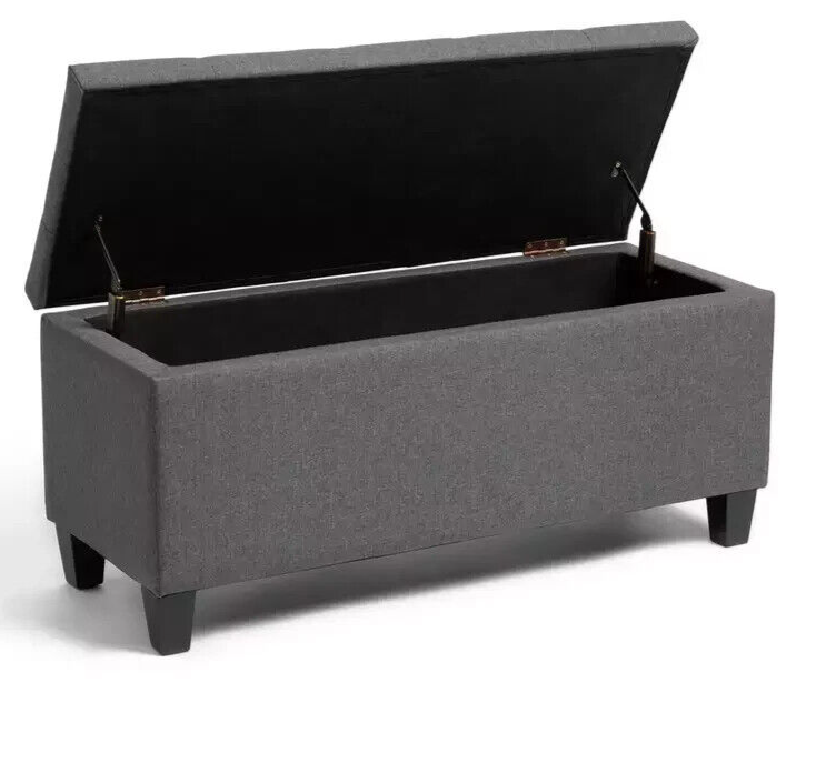Fabric Large Storage Ottoman - Grey