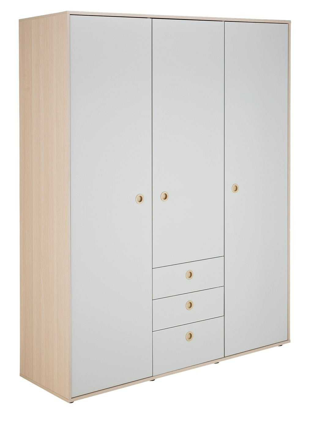 Camden 3 Door 3 Drawer Wardrobe - Grey & Acacia | Large wardrobe with drawers